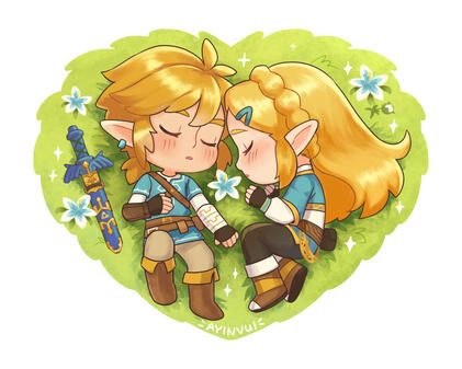 Sleeping Link and Zelda