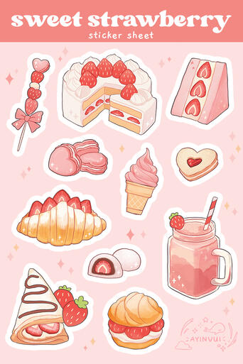 Strawberry Sticker Sheet Strawberry Sticker Sheet